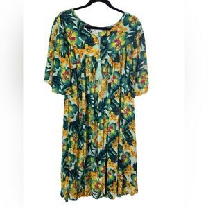 Go Softly Floral Green and Yellow Dress Woman’s Size 3X